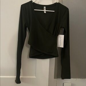 NWT Athleta Transcend Wrap Top Olive- Small
